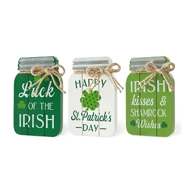 Glitzhome 7" 3-pc. St. Patricks Day Tabletop Decor