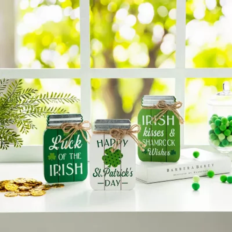 Glitzhome 7" 3-pc. St. Patricks Day Tabletop Decor