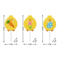 Glitzhome 15" Set Of 3 Chick Stake Easter Yard Art