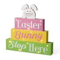 Glitzhome 12"H Easter Led Lighted Bunny Word Sign Lighted Easter Tabletop Decor