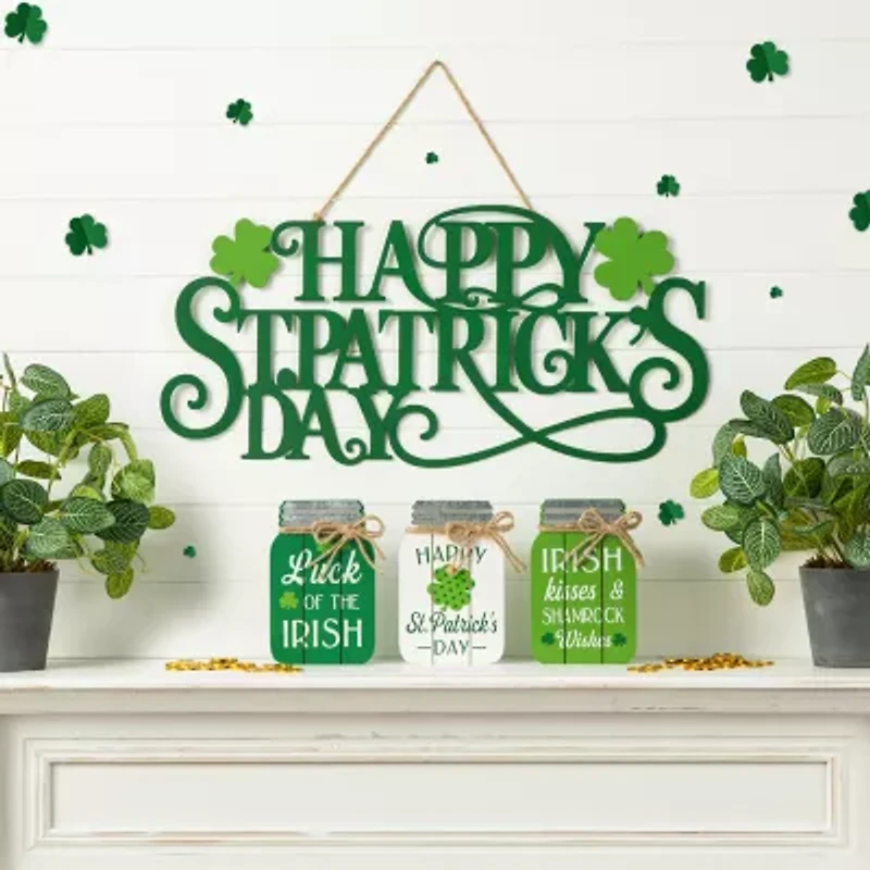 Glitzhome 24"D Happy St.Patrick's Day Decor Wall Sign