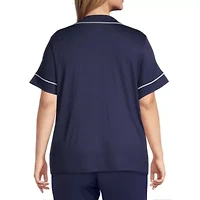Liz Claiborne Cool and Calm Womens Short Sleeve Plus Pajama Top