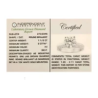 2  CT. T.W. Lab-Grown (F / VS2) Diamond Round Solitaire Bridal Set 10K or 14K Gold