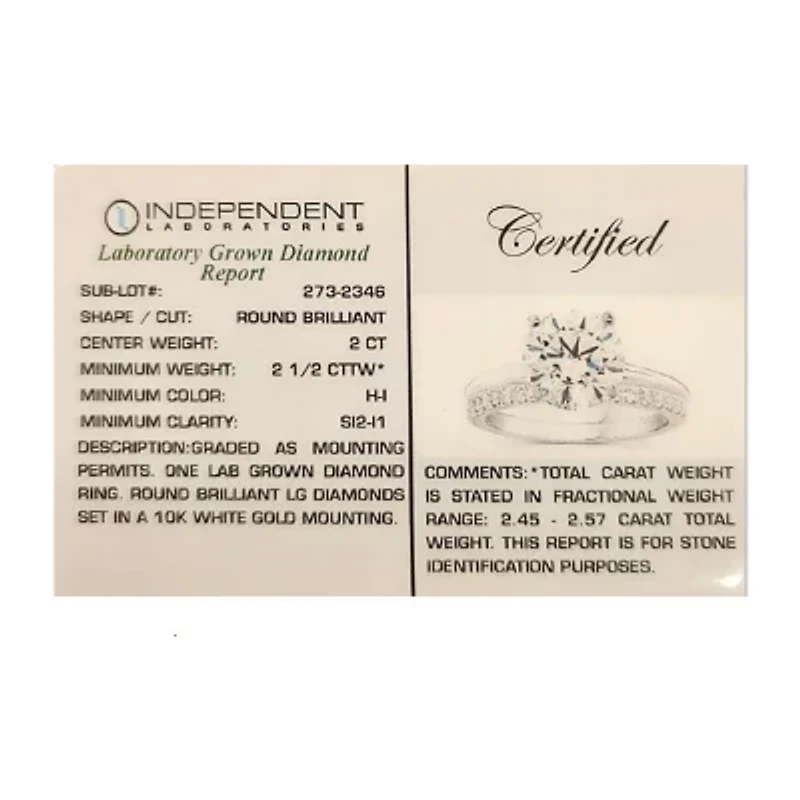 2 1/2 CT. T.W. Lab-Grown (F / VS2) Diamond Round Solitaire Bridal Set 10K or 14K Gold