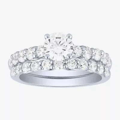 Signature By Modern Bride (H-I / I1) Womens 2 CT. T.W. Lab Grown White Diamond 10K Gold Side Stone Bridal Set