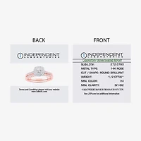 H-I / Si1-Si2) Womens CT. T.W. Lab Grown White Diamond 10K or 14K Gold Cushion Side Stone Halo Bridal Set