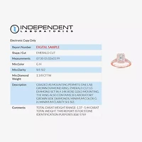 Signature By Modern Bride (G-H / Si1-Si2) Womens 1 3/8 CT. T.W. Lab Grown White Diamond 14K Gold Emerald Side Stone Engagement Ring