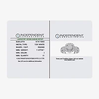 (I / I1) Womens 1 CT. T.W. Lab Grown White Diamond 10K White Gold Bridal Set