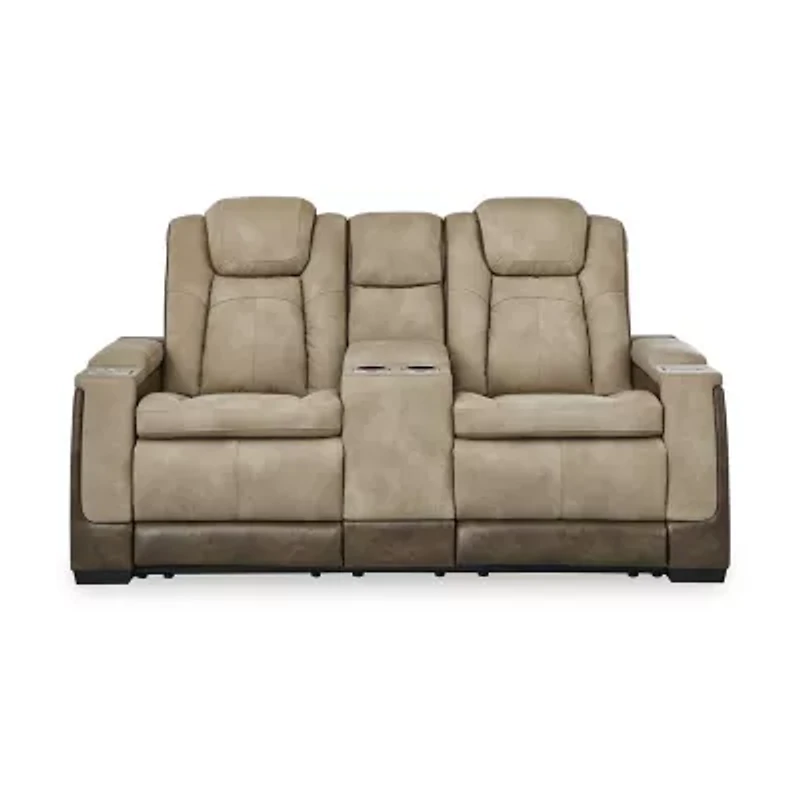 Signature Design By Ashley® Next-Gen DuraPella Dual Power Reclining Track Arm Loveseat with Console