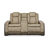 Signature Design By Ashley® Next-Gen DuraPella Dual Power Reclining Track Arm Loveseat with Console