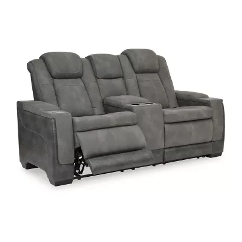 Signature Design By Ashley® Next-Gen DuraPella Dual Power Reclining Track Arm Loveseat with Console