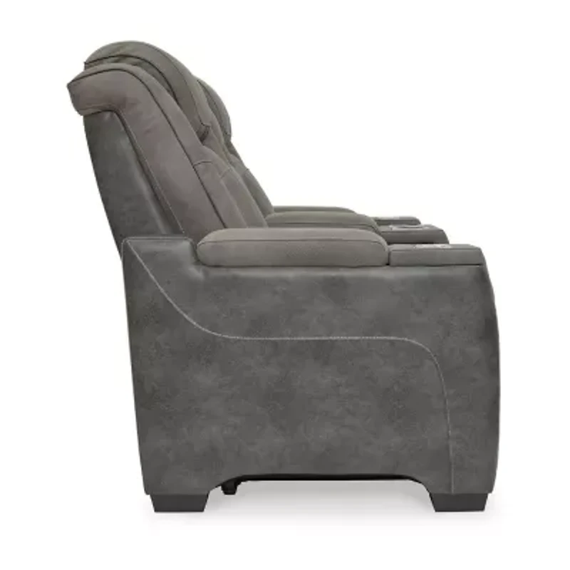 Signature Design By Ashley® Next-Gen DuraPella Dual Power Reclining Track Arm Loveseat with Console