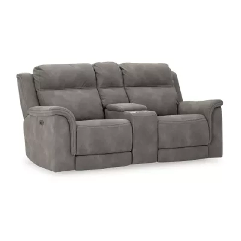 Signature Design By Ashley® Next-Gen DuraPella Dual Power Reclining Pad Arm Loveseat with Console