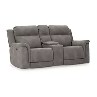 Signature Design By Ashley® Next-Gen DuraPella Dual Power Reclining Pad Arm Loveseat with Console