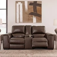 Alessandro Dual Power Leather Reclining Loveseat with Console