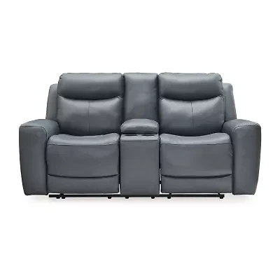 Signature Design By Ashley® Mindanao Dual Power Leather Reclining Loveseat with Console
