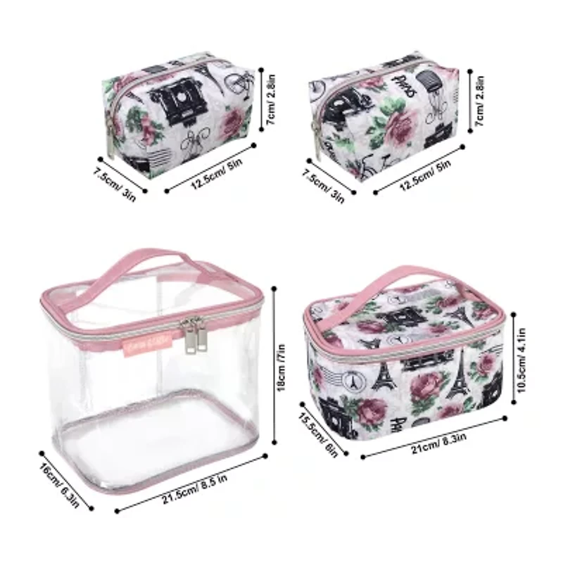 Emma & Chloe 4-pc.Travel Cosmetic Bag Train Set