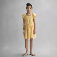 Roxy Big Kid Girls Belted Short Sleeve Flutter A-Line Dress