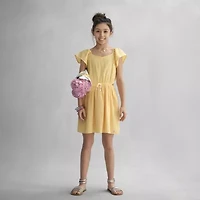 Roxy Big Kid Girls Belted Short Sleeve Flutter A-Line Dress