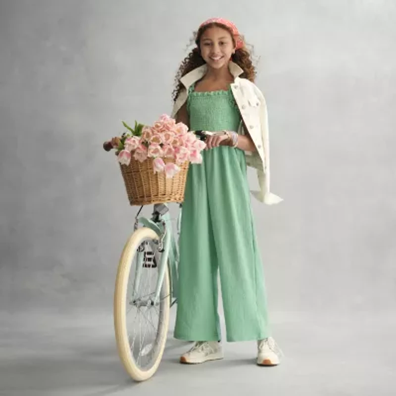 Thereabouts Little & Big Kid Girls Square Neck Sleeveless Jumpsuit
