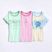 Thereabouts Rib Little & Big Kid Girls Crew Neck Short Sleeve Classic Fit Graphic T-Shirt