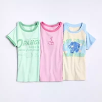 Thereabouts Rib Little & Big Kid Girls Crew Neck Short Sleeve Classic Fit Graphic T-Shirt