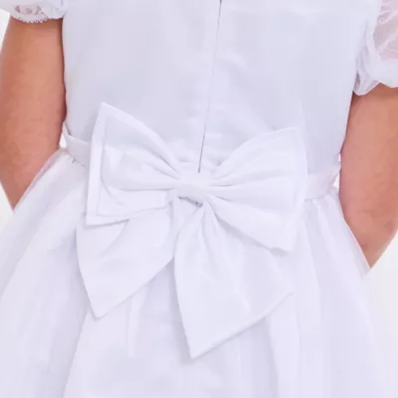 Bonnie Jean Big Kid Girls Communion Short Sleeve Puffed Flower Girl Fit + Flare Dress