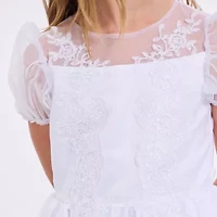 Bonnie Jean Big Kid Girls Communion Short Sleeve Puffed Flower Girl Fit + Flare Dress