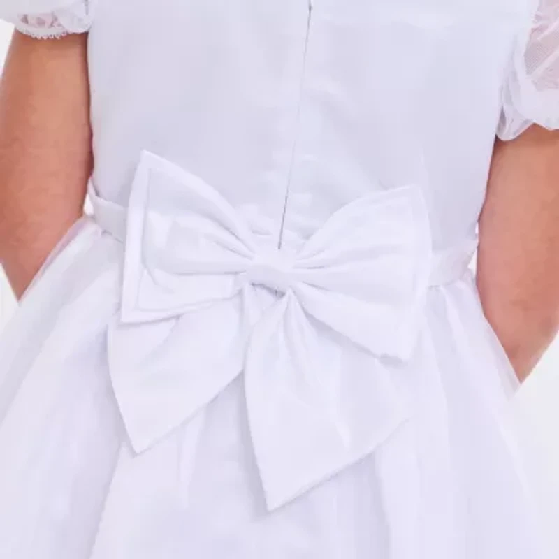 Bonnie Jean Big Kid Girls Communion Short Sleeve Puffed Flower Girl Fit + Flare Dress