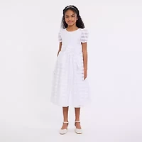 Bonnie Jean Big Kid Girls Communion Short Sleeve Puffed Flower Girl Fit + Flare Dress