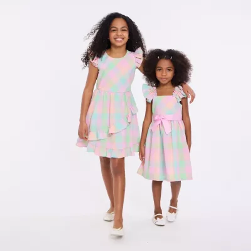 Bonnie Jean Little & Big Kid Girls Sleeveless Flutter Sleeve Fit + Flare Dress