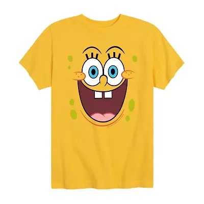 Happy Face Little & Big Kid Boys Crew Neck Short Sleeve Regular Fit Spongebob Graphic T-Shirt
