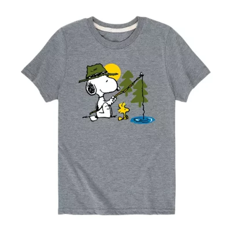Snoopy Little & Big Kid Boys Crew Neck Short Sleeve Regular Fit Peanuts Graphic T-Shirt