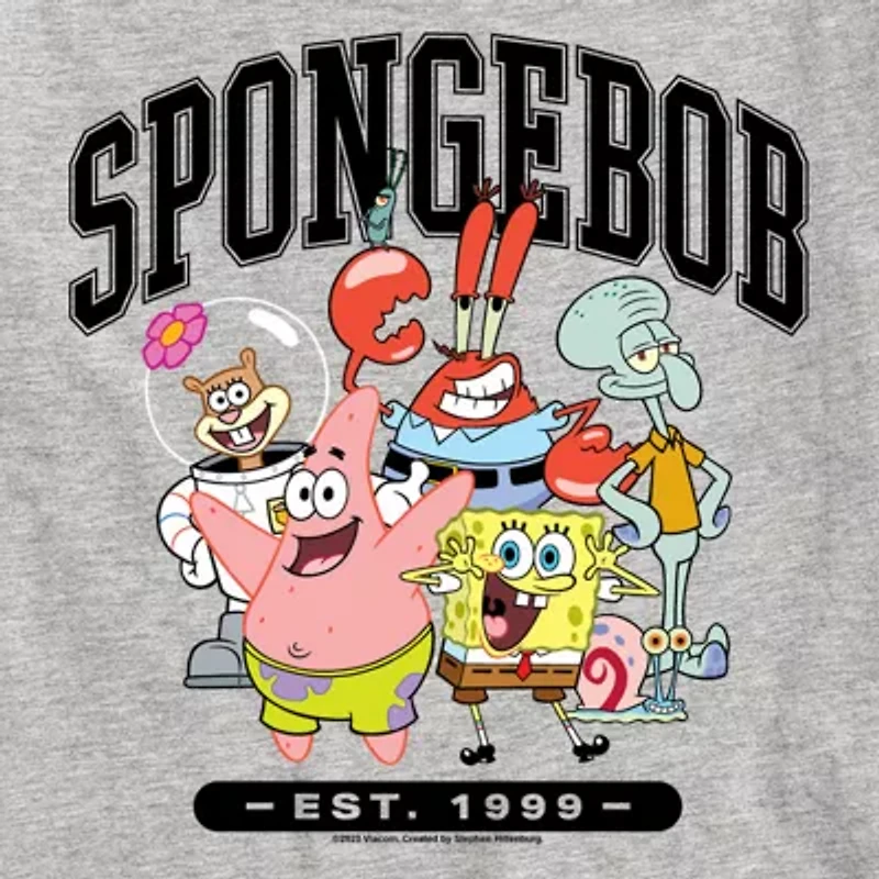 Little & Big Kid Boys Crew Neck Short Sleeve Regular Fit Spongebob Graphic T-Shirt