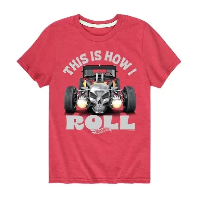 Little & Big Kid Boys Crew Neck Short Sleeve Regular Fit Hot Wheels Graphic T-Shirt