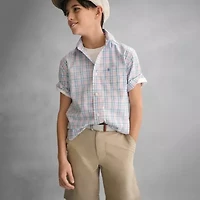 IZOD Big Kid Boys Short Sleeve Regular Fit Button-Down Shirt