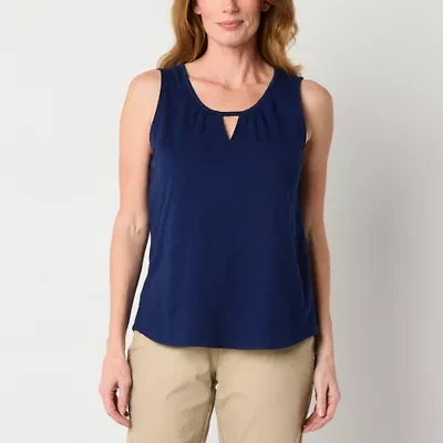 St. John's Bay Womens Keyhole Neck Sleeveless Tank Top