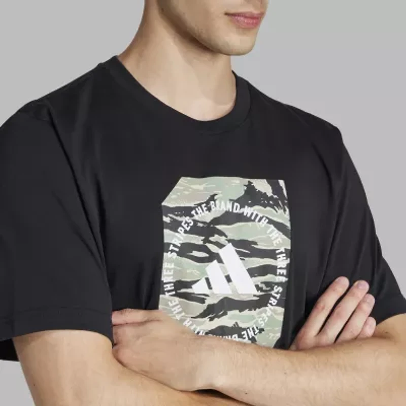 adidas Mens Crew Neck Short Sleeve Regular Fit Graphic T-Shirt