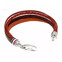 Mens Brown Leather with Stainless Steel Bracelet