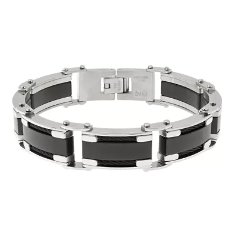 Mens Two-Tone Stainless Steel Chain Bracelet