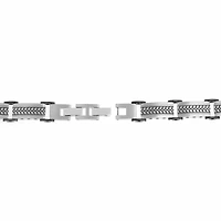 Mens Black IP Stainless Steel Chain Bracelet with Lock Extender