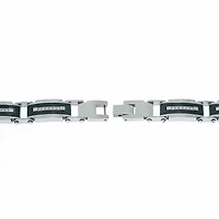 Mens Cubic Zirconia Two-Tone Stainless Steel Chain Bracelet