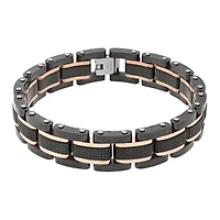 Mens Black IP Stainless Steel Textured Bracelet
