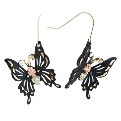 Black Hills Gold Womens Butterfly Drop Earrings