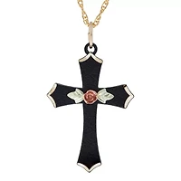 Black Hills Gold Rose Womens Cross 18 Inch Pendant Necklace