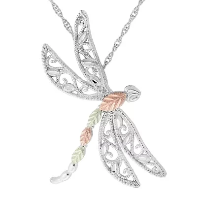 Black Hills Gold Dragonfly Womens Sterling Silver 18 Inch Pendant Necklace