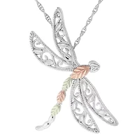 Black Hills Gold Dragonfly Womens Sterling Silver 18 Inch Pendant Necklace