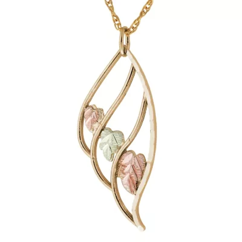 Black Hills Gold Womens 10K Tri-Color Gold Flower 18 Inch Pendant Necklace