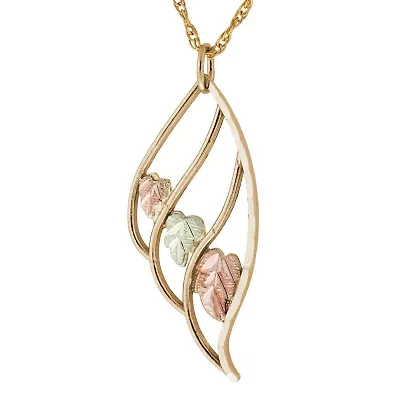 Black Hills Gold Womens 10K Tri-Color Gold Flower 18 Inch Pendant Necklace