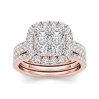2 CT.T.W. Natural Diamond 14K Rose Gold Bridal Ring Set